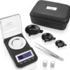 Smart Weigh 50g x 0.001 Grams, Premium High Precision Digital Milligram Scale, Includes Tweezers, Calibration Weights,Three Weighing Pans and Case