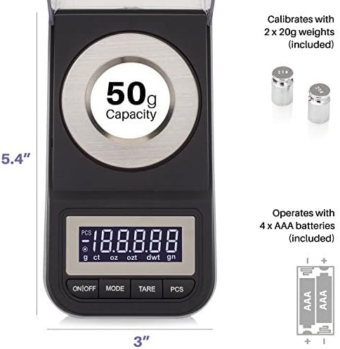 Smart Weigh 50g x 0.001 Grams, Premium High Precision Digital Milligram Scale, Includes Tweezers, Calibration Weights,Three Weighing Pans and Case1