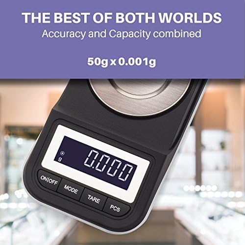 Smart Weigh 50g x 0.001 Grams, Premium High Precision Digital Milligram Scale, Includes Tweezers, Calibration Weights,Three Weighing Pans and Case7