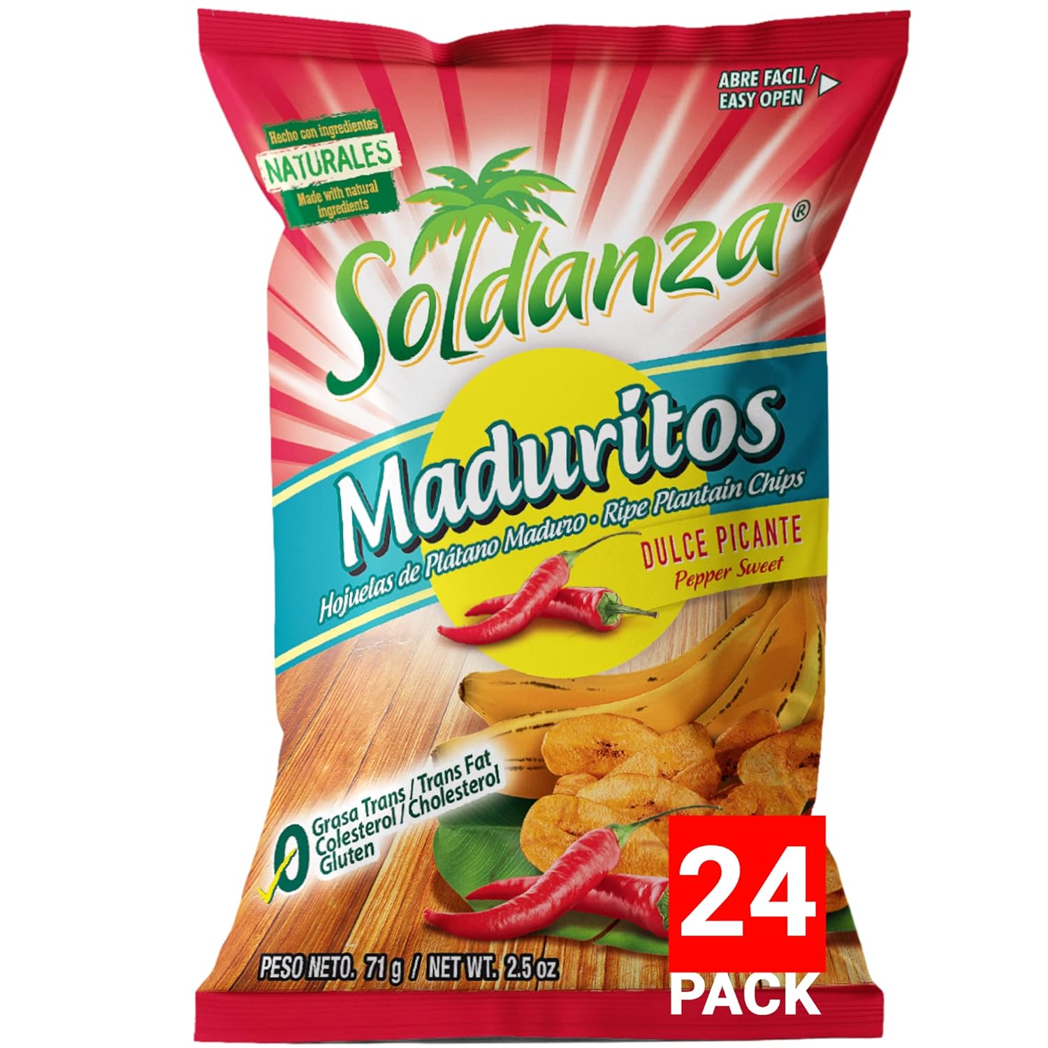 Soldanza Pepper Sweet Plantain Chips, 2.5 Ounce (Pack of 24) Soldanza Pepper Sweet Plantain Chips, 2.5 Ounce (Pack of 24)