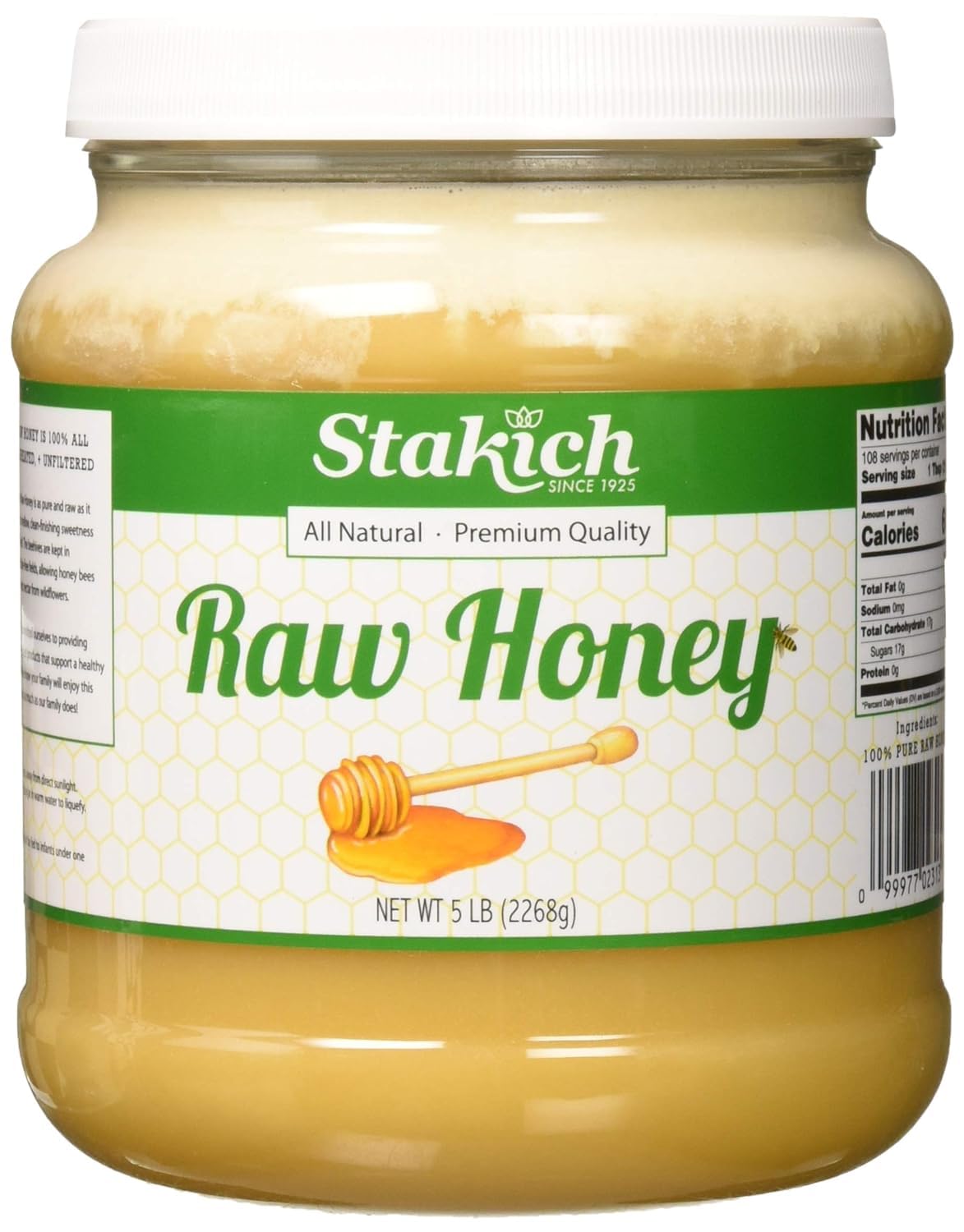 Stakich Raw Honey - Pure, Unprocessed, Unheated, Kosher - 5 Pound (80 Ounce) Stakich Raw Honey - Pure, Unprocessed, Unheated, Kosher - 5 Pound (80 Ounce)