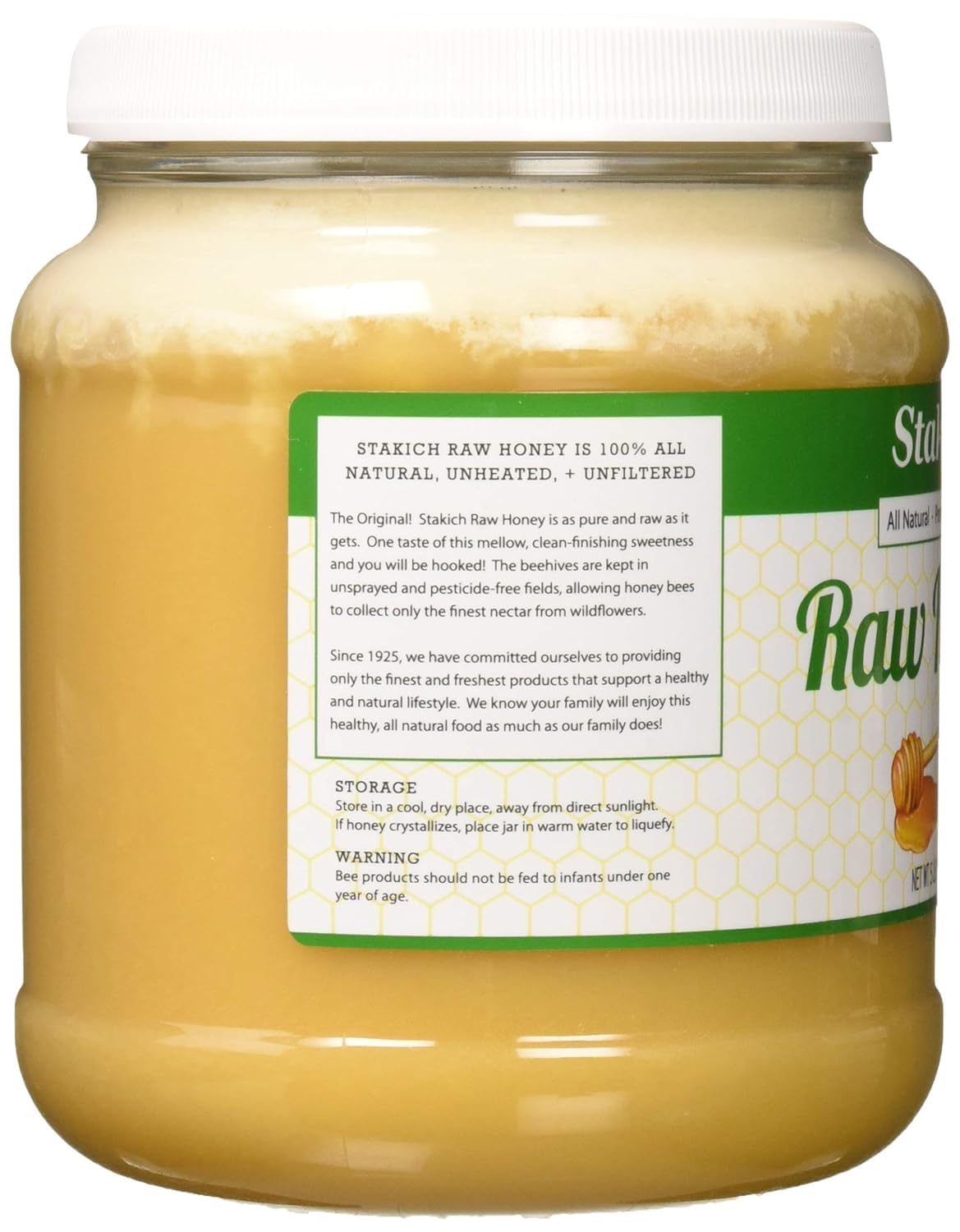 Stakich Raw Honey - Pure, Unprocessed, Unheated, Kosher - 5 Pound (80 Ounce)1