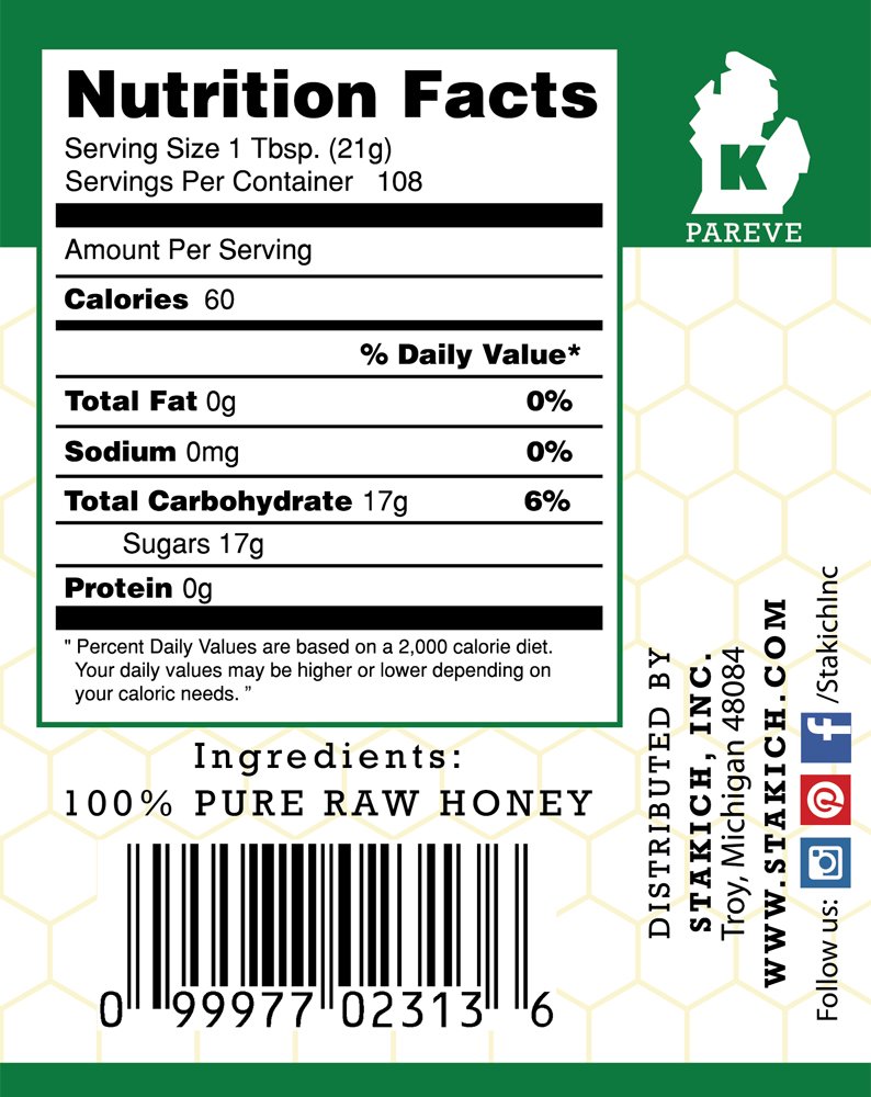 Stakich Raw Honey - Pure, Unprocessed, Unheated, Kosher - 5 Pound (80 Ounce)4