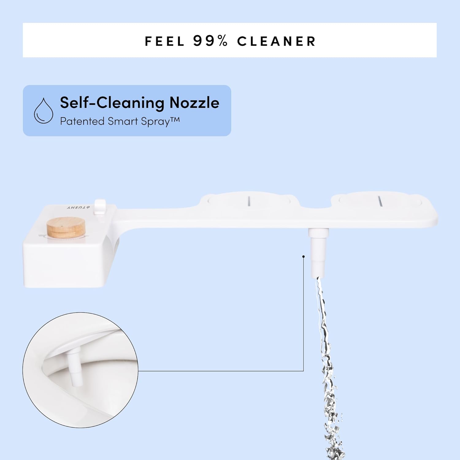 TUSHY Classic 3.0 Bidet Toilet Seat Attachment - A Non-Electric Self Cleaning Water Sprayer with Adjustable Water Pressure Nozzle, Angle Control & Easy Home Installation (1, White Bamboo)7