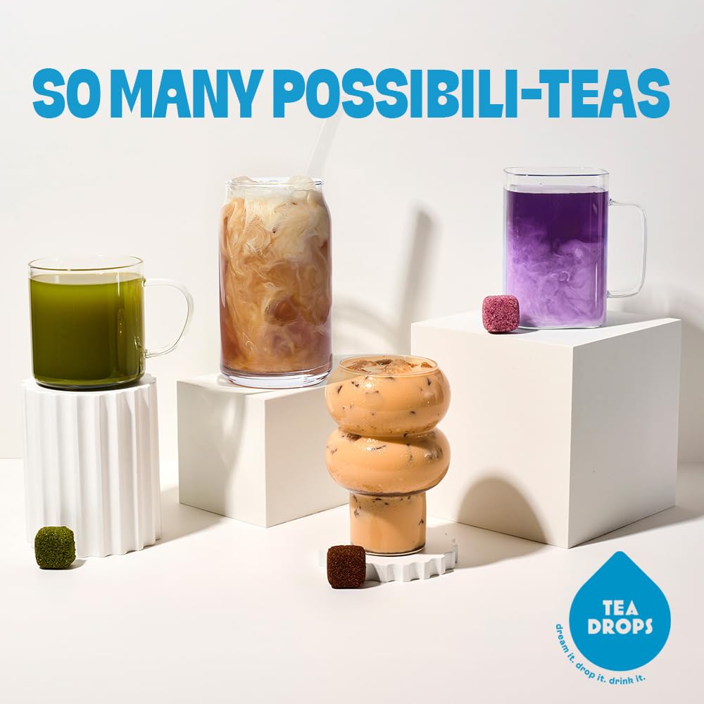 Tea Drops Sampler Box 25 Count Organic Dissolvable Loose Leaf Tea Iced or Hot Naturally Sweetened Organic Chai, Rose Earl Grey, Citrus Ginger, Peppermint, Matcha 25 Servings - 5 Per Flavor8