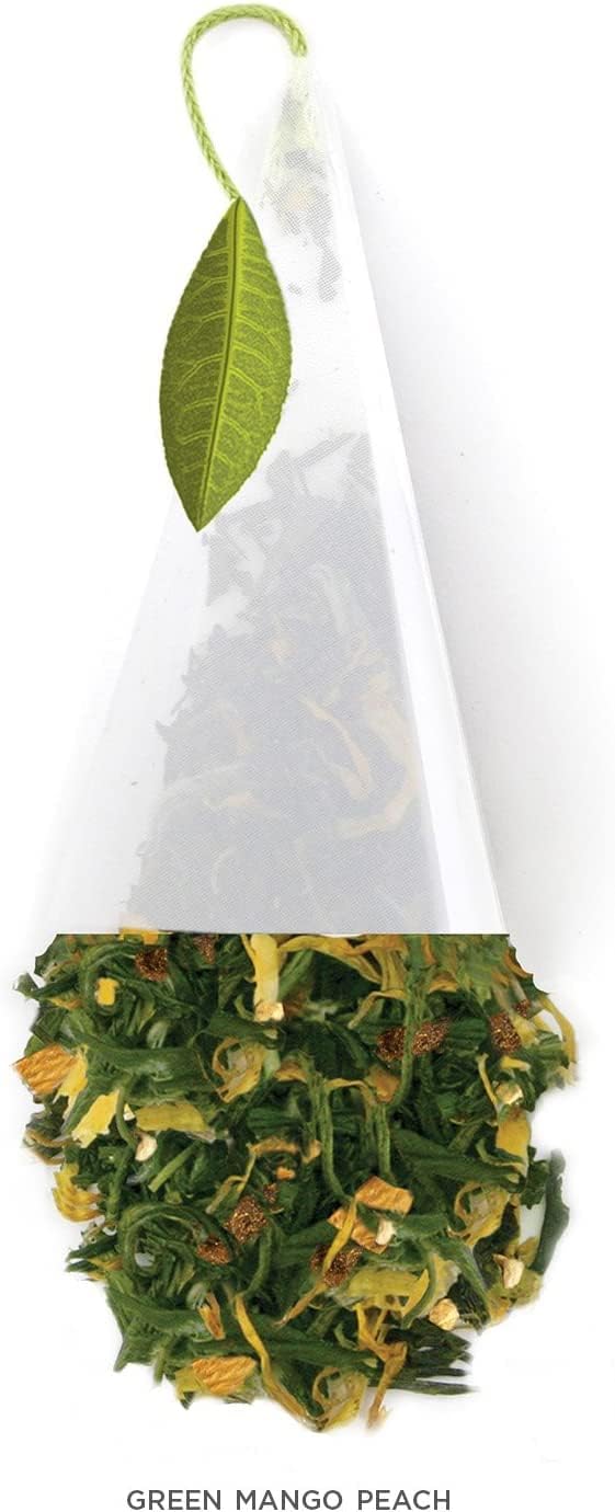 Tea Forte Green Mango Peach Green Tea Event Box, Bulk Pack of 40 Pyramid Infuser Tea Sachets for All Occasions1