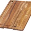 Teakhaus Marine Cutting Board with Juice Groove - Medium Rectangle Cutting Board with Corner Hole - Reversible Teak Edge Grain Wood - Knife Friendly - FSC Certified