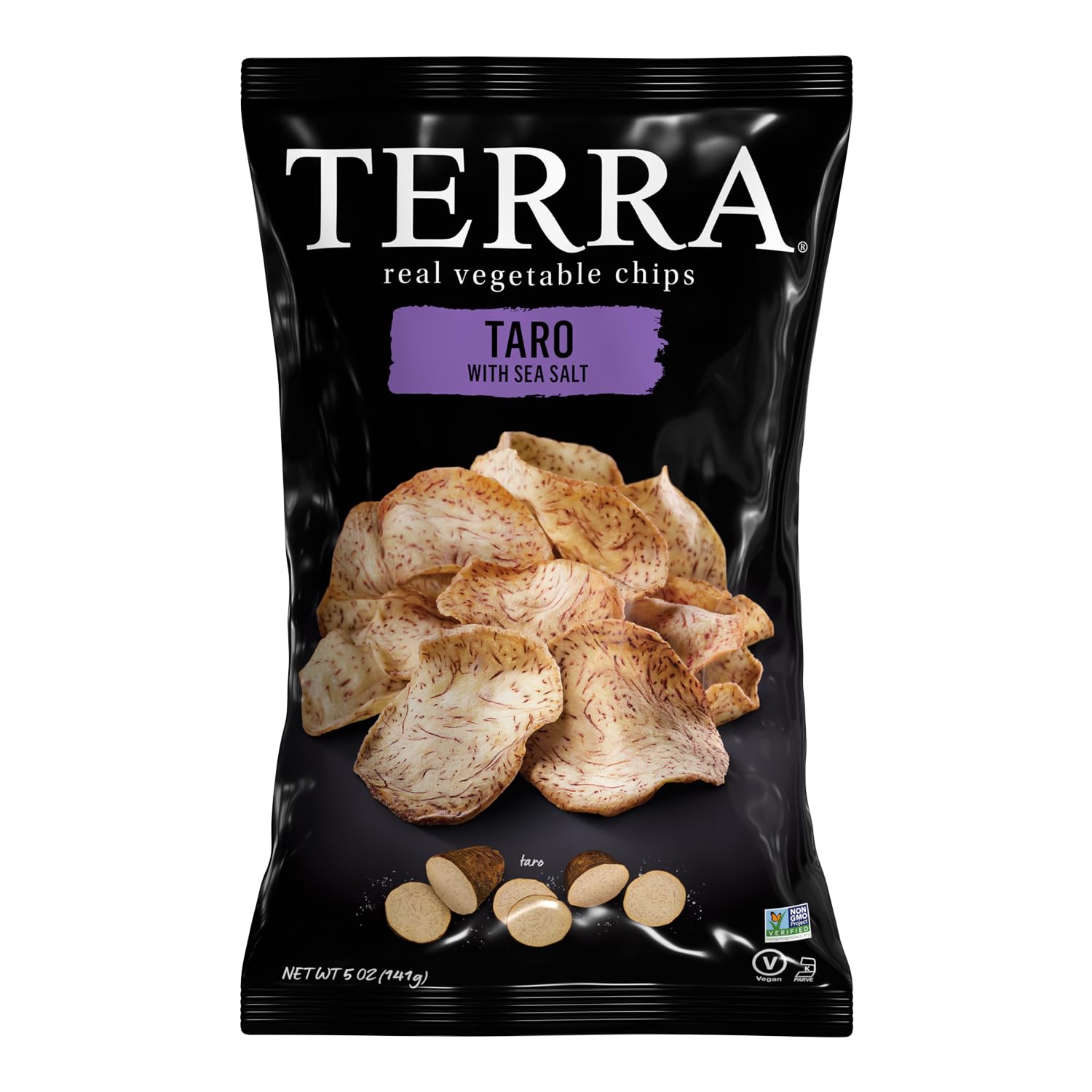 Terra Vegetable Chips, Taro Chips with Sea Salt, 5 Oz (Pack of 12) Terra Vegetable Chips, Taro Chips with Sea Salt, 5 Oz (Pack of 12)