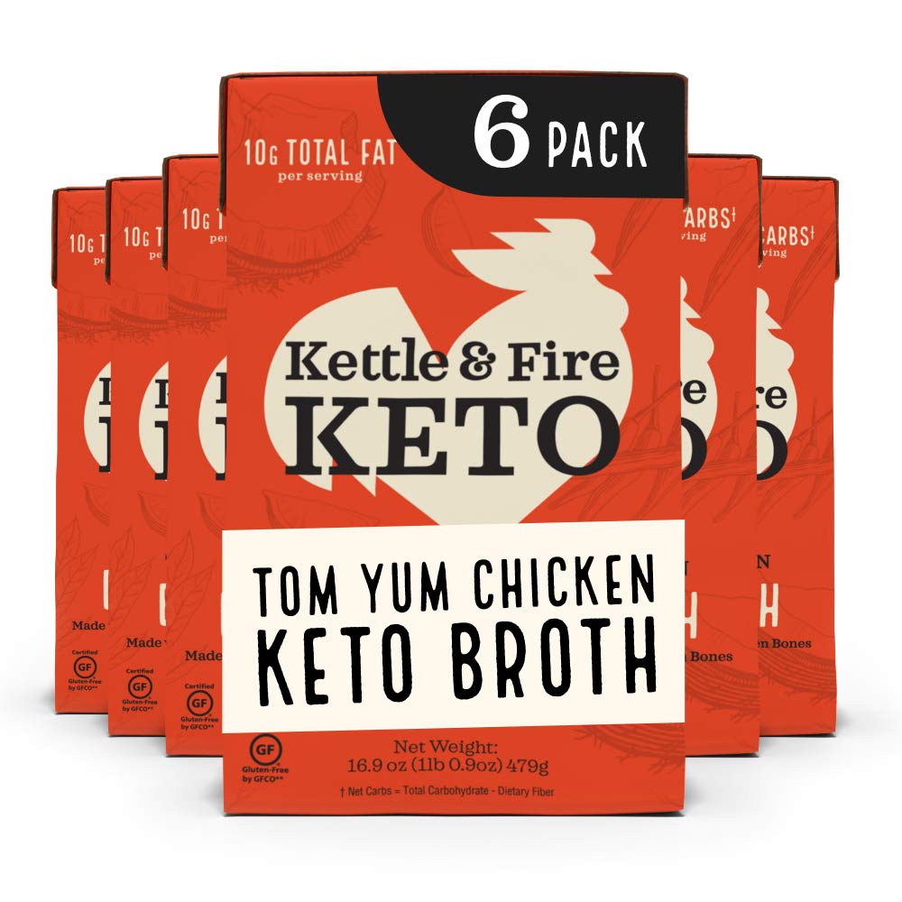 Tom Yum Chicken Keto Bone Broth, Chicken by Kettle and Fire, Keto Diet, Paleo Friendly, Gluten Free, with Collagen, 4g Net Carbs, 6g of Protein (Pack of 6) Tom Yum Chicken Keto Bone Broth, Chicken by Kettle and Fire, Keto Diet, Paleo Friendly, Gluten Free, with Collagen, 4g Net Carbs, 6g of Protein (Pack of 6)