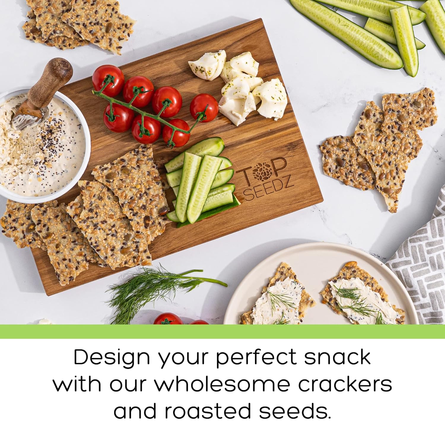 Top Seedz Deluxe Organic Gluten Free Vegan Seed Crackers and Roasted Seeds Bundle 1 Pouch of Sea Salt Roasted Seeds 5 Packs of Sea Salt Crackers5