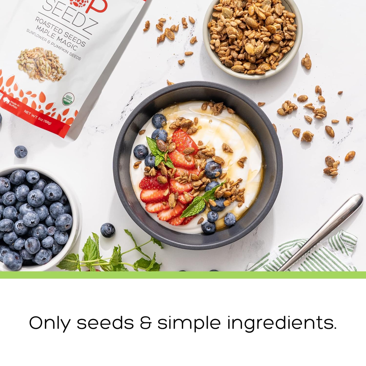 Top Seedz Deluxe Organic Gluten Free Vegan Seed Crackers and Roasted Seeds Bundle 2 Pouches of Maple Magic Roasted Seeds 2 Packs of Sea Salt Crackers 2 Packs of 6-Seed Crackers5