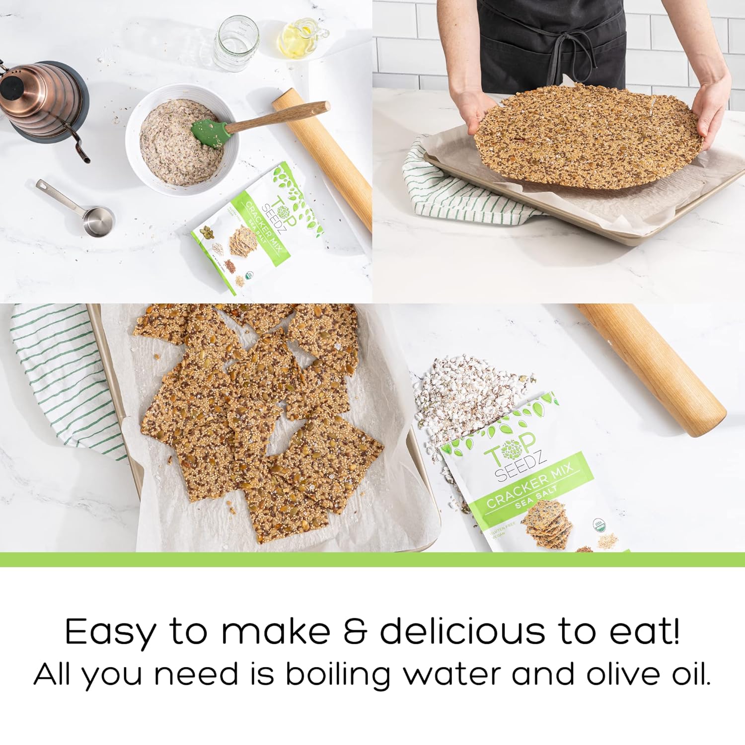 Top Seedz Organic Gluten Free Bake-at-Home Sea Salt Seed Crackers Mix 6-Pack 12-Ounces Healthy Vegan Crackers with Plant Based Protein Sunflower, Flax, Sesame and Pumpkin Seed5
