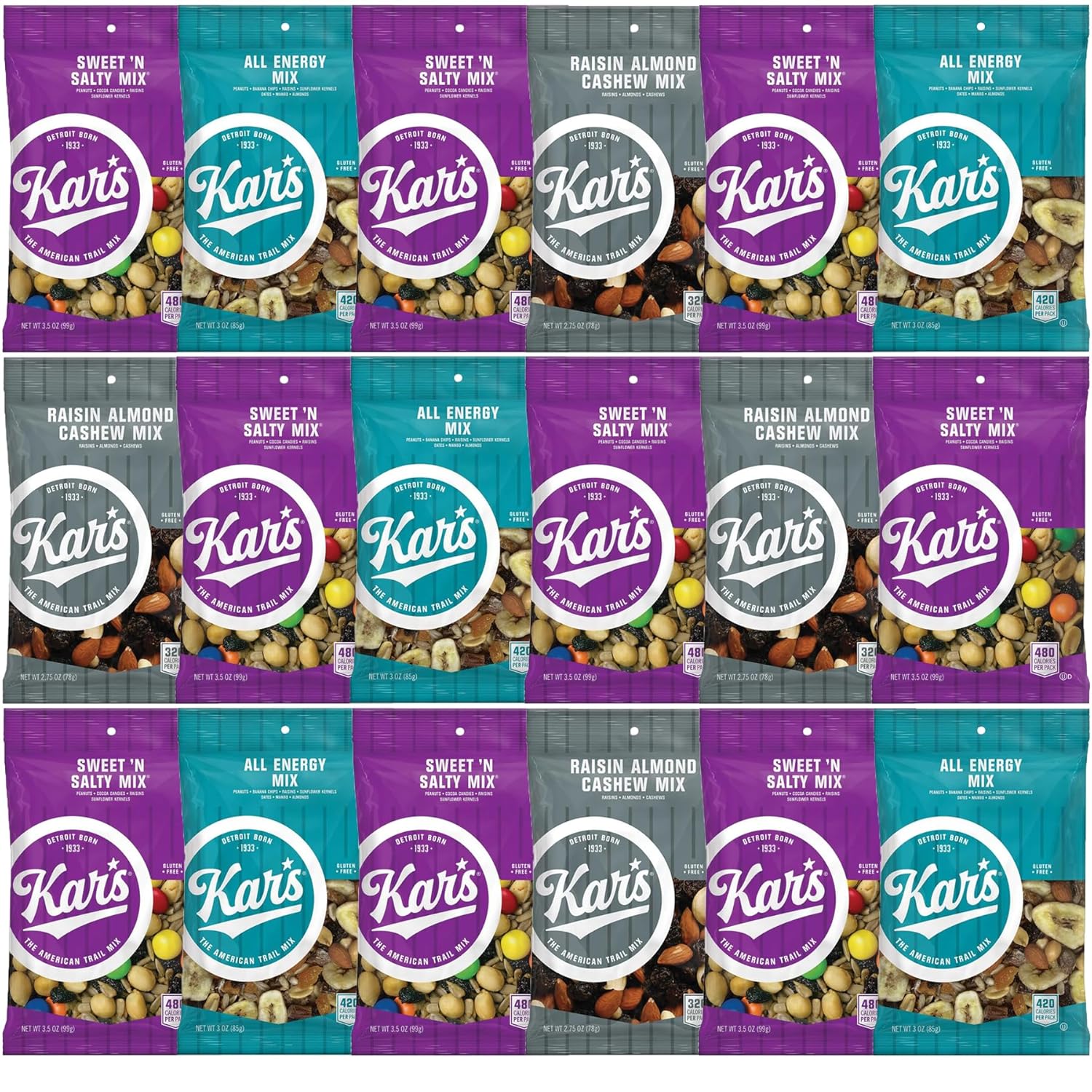 Trail Mix Variety Pack - Kar's Nut and Fruit Mix Individual Packs Assortment (18 Count)1