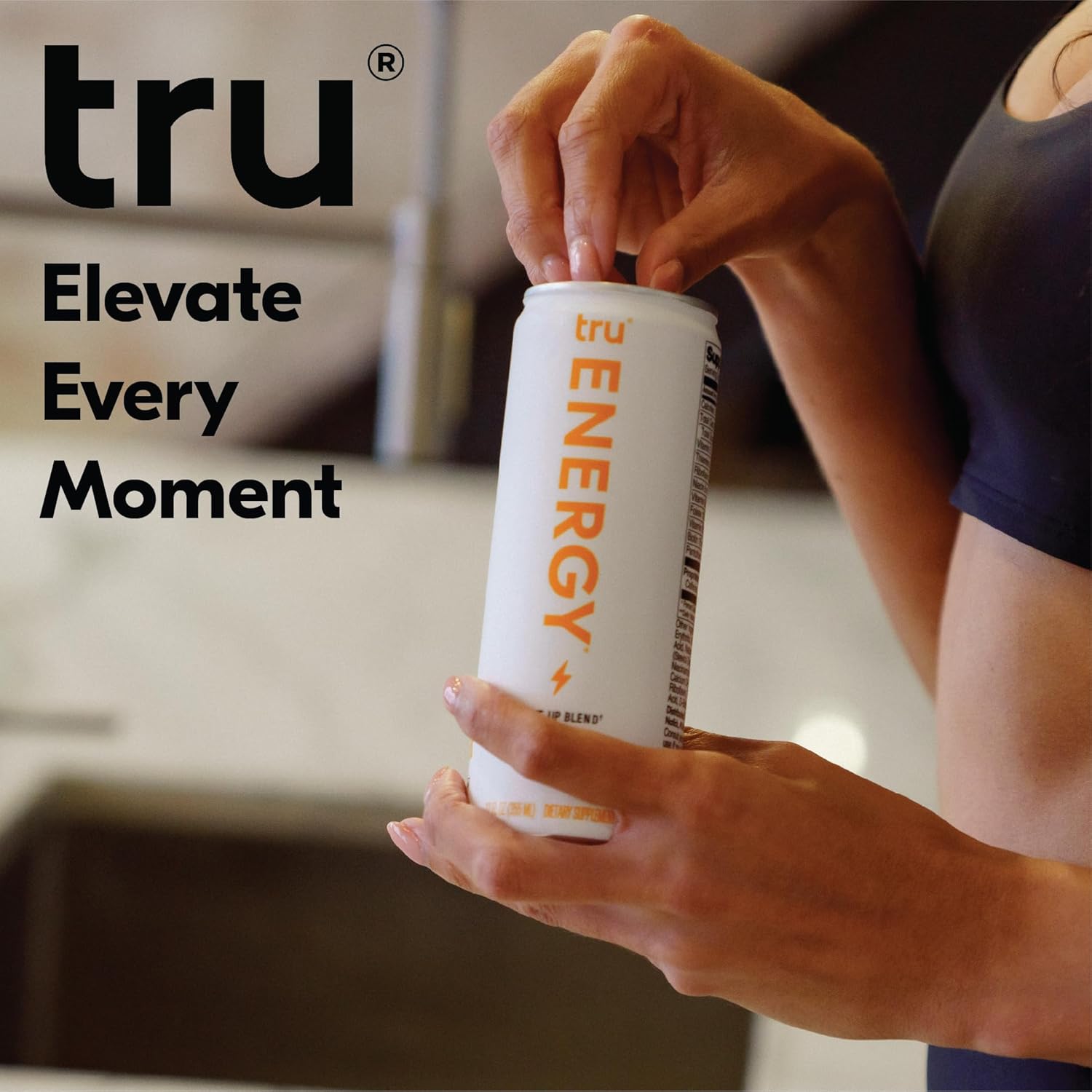 Tru Energy Seltzer, Clean Energy Drinks with B-Vitamins, Mango Fruit Juice Flavored Sparkling Water, 12oz (Pack of 12)-