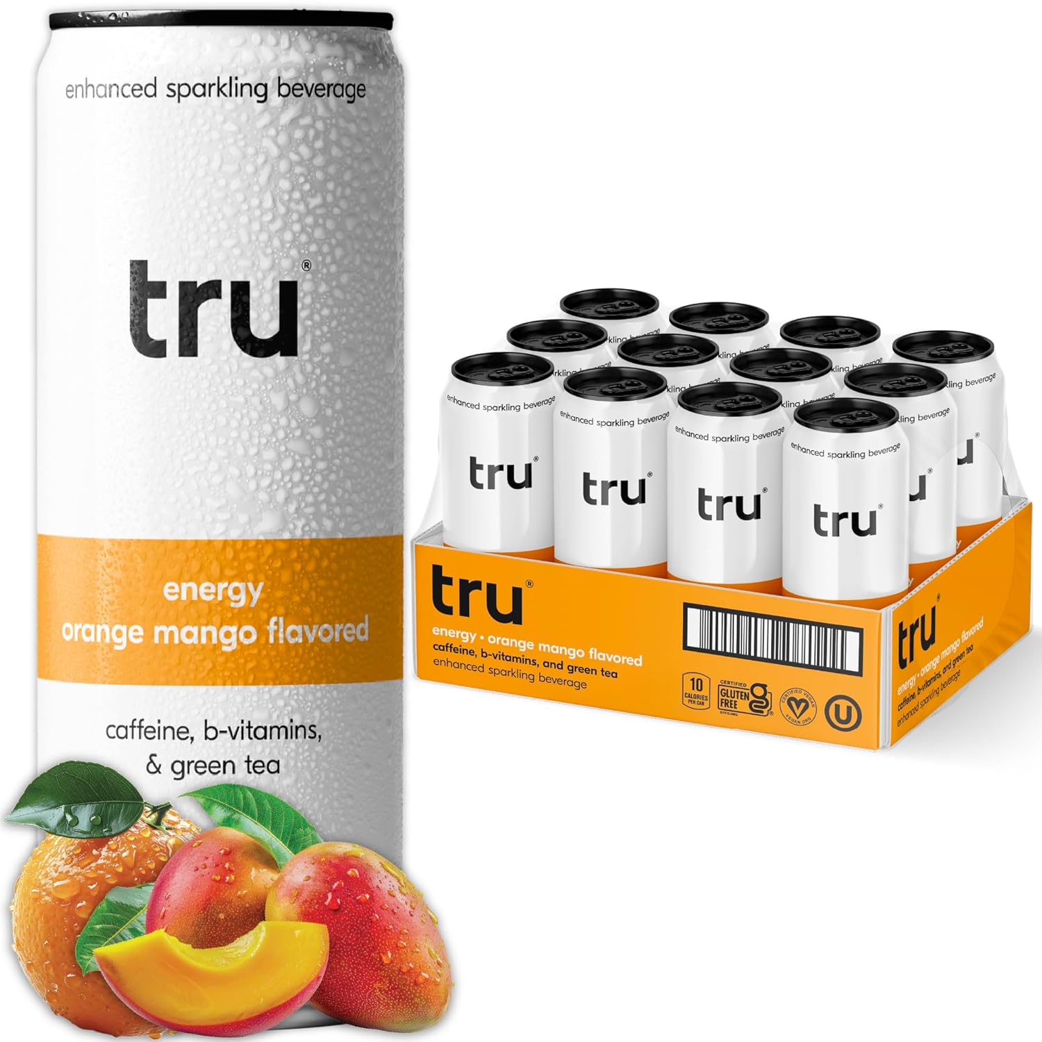 Tru Energy Seltzer, Clean Energy Drinks with B-Vitamins, Mango Fruit Juice Flavored Sparkling Water, 12oz (Pack of 12) Tru Energy Seltzer, Clean Energy Drinks with B-Vitamins, Mango Fruit Juice Flavored Sparkling Water, 12oz (Pack of 12)