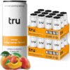 Tru Energy Seltzer, Orange Mango Flavored Sparkling Water Made with Real Fruit Juice - Clean Energy Drink plus B Vitamins - Natural Caffeine, 12oz (Pack of 24)