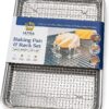 Ultra Cuisine Aluminum Baking Sheet with Stainless Steel Cooling Rack Set – Half Sheet Size Pan 13 x 18 inch, Durable Rimmed Sides, Easy Clean, Commercial Quality for Cooking and Roasting