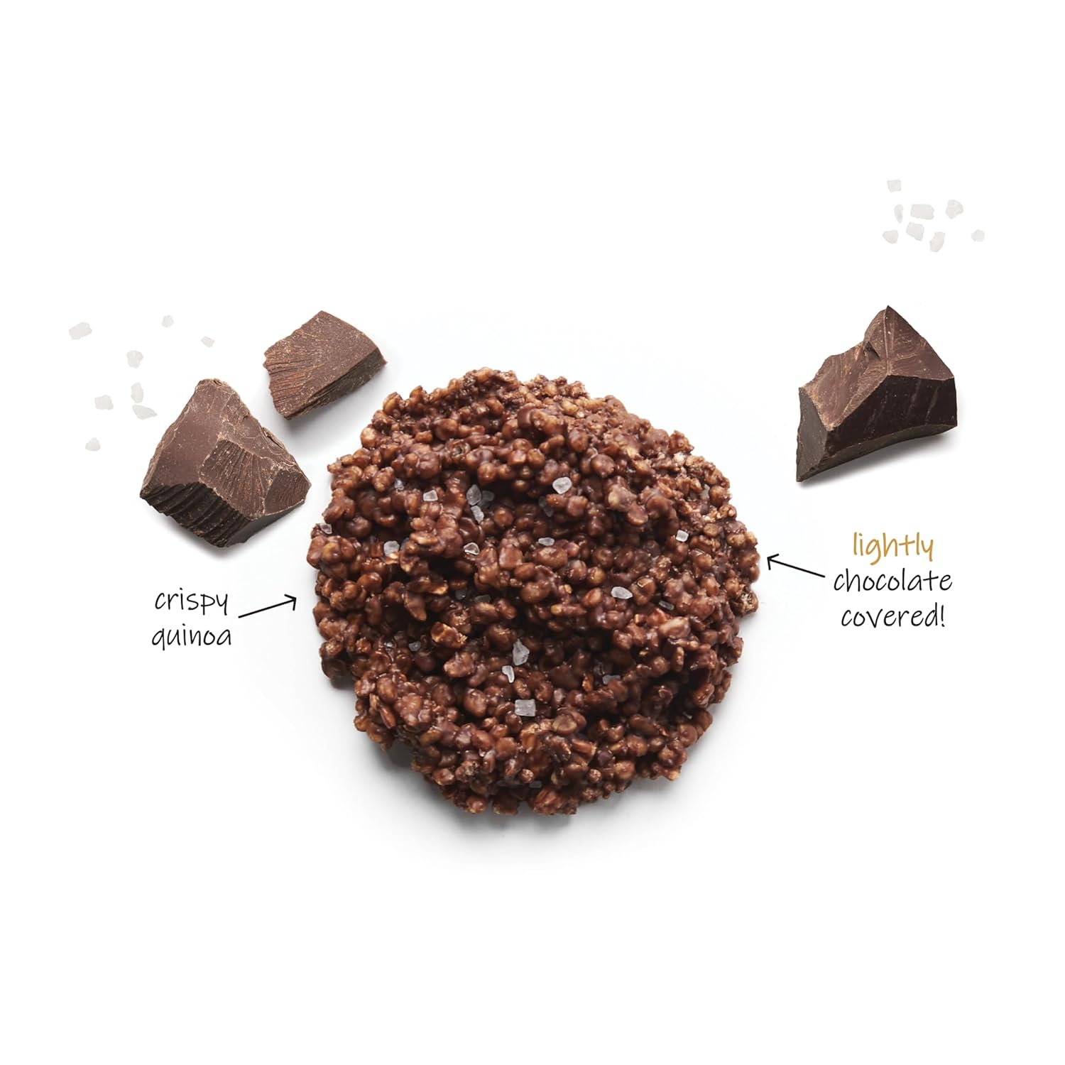 Undercover Chocolate Quinoa Crisps - Dark Chocolate + Sea Salt Quinoa Crisps 7-Pack, 3oz Bags of Mini Crisps Gluten Free, Nut-Free, Allergen Friendly, Kosher, Plant-Based3