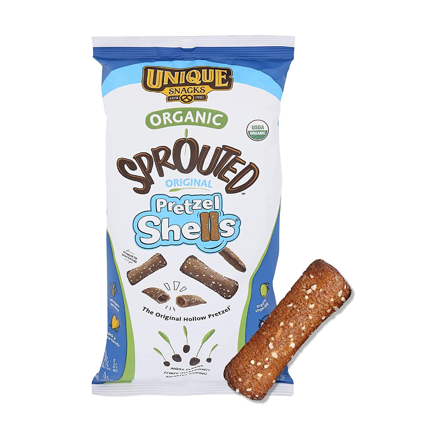 Unique Snacks Sprouted Pretzel Shells, Delicious Homestyle-Baked Snack Bag, Vegan, OU Kosher Pretzels, Non-GMO Office Snacks, 8 Oz. Bag, Pack of 6 Unique Snacks Sprouted Pretzel Shells, Delicious Homestyle-Baked Snack Bag, Vegan, OU Kosher Pretzels, Non-GMO Office Snacks, 8 Oz. Bag, Pack of 6