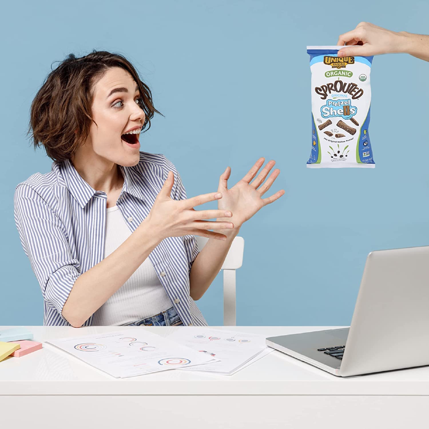 Unique Snacks Sprouted Pretzel Shells, Delicious Homestyle-Baked Snack Bag, Vegan, OU Kosher Pretzels, Non-GMO Office Snacks, 8 Oz. Bag, Pack of 68