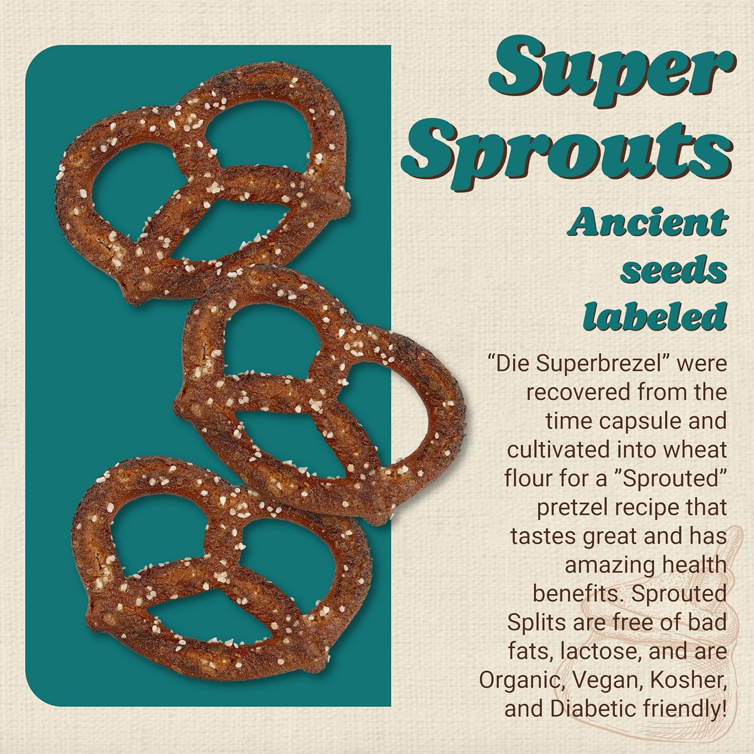 Unique Snacks Sprouted Splits Pretzels, Sprouted Pretzels, Delicious Homestyle Baked Snack Bag, OU Kosher, and Non-GMO Food, No Artificial Flavor, 8 Oz. Bag, Pack of 128