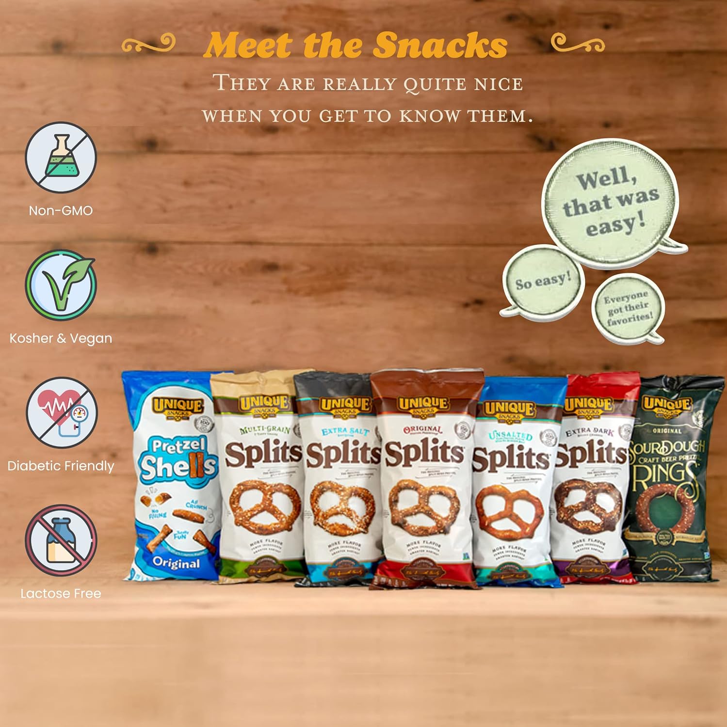 Unique Snacks Unsalted Splits, Delicious, Vegan, Homestyle Baked, Certified OU Kosher and Non-GMO, 11 Ounce Bag (Pack of 12)09