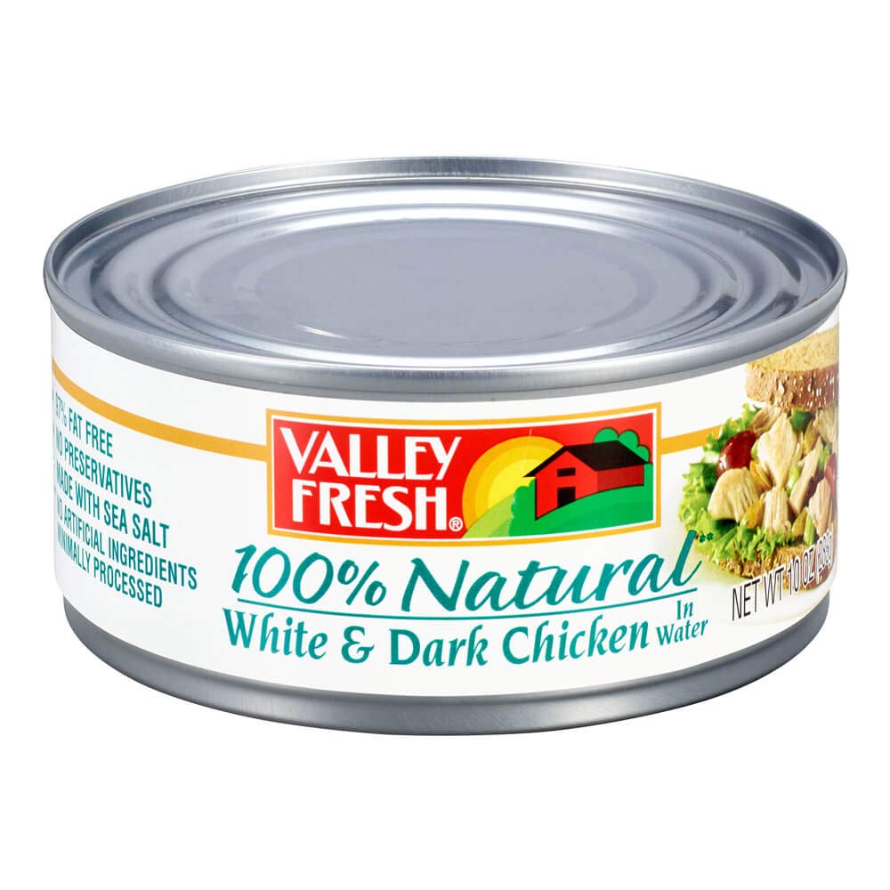 VALLEY FRESH, Chuck Chicken in Water, White & Dark, 10 Ounce (Pack of 12) VALLEY FRESH, Chuck Chicken in Water, White & Dark, 10 Ounce (Pack of 12)
