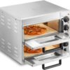 VEVOR Commercial Pizza Oven Countertop, 14" Double Deck Layer, Stainless Steel Electric Pizza Oven with Stone and Handle, Multipurpose Indoor Pizza Maker for Restaurant Home Pretzels Baked