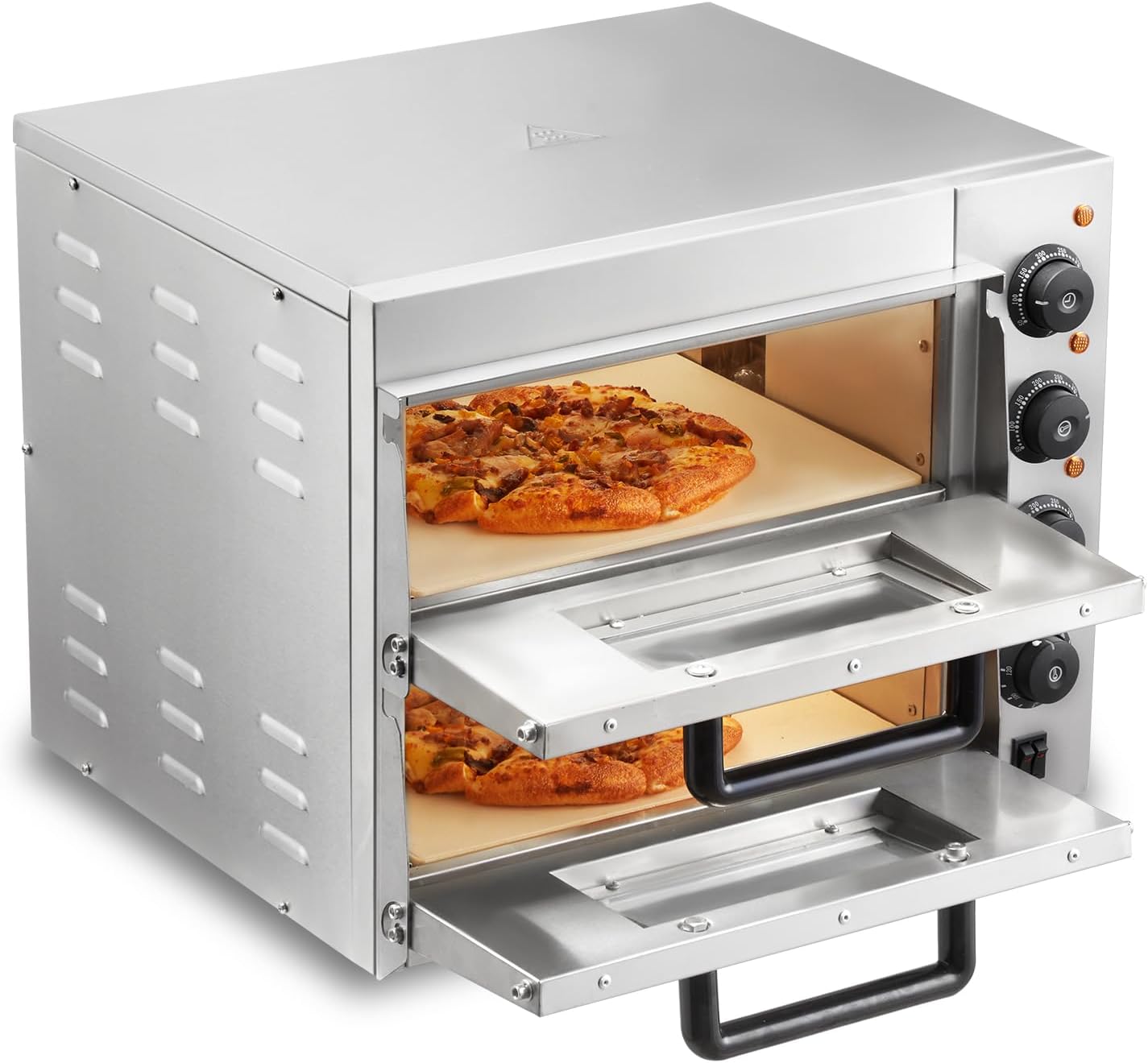 VEVOR Commercial Pizza Oven Countertop, 14 Double Deck Layer, Stainless Steel Electric Pizza Oven with Stone and Handle, Multipurpose Indoor Pizza Maker for Restaurant Home Pretzels Baked VEVOR Commercial Pizza Oven Countertop, 14" Double Deck Layer, Stainless Steel Electric Pizza Oven with Stone and Handle, Multipurpose Indoor Pizza Maker for Restaurant Home Pretzels Baked