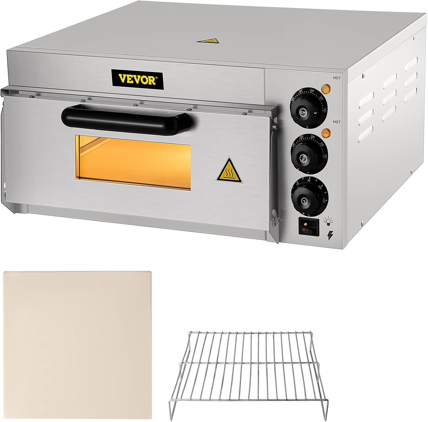 VEVOR Commercial Pizza Oven Countertop, 14 Single Deck Layer, 110V 1300W Stainless Steel Electric Pizza Oven with Stone and Shelf, Multipurpose Indoor Pizza Maker for Restaurant Home Pretzels Baked VEVOR Commercial Pizza Oven Countertop, 14" Single Deck Layer, 110V 1300W Stainless Steel Electric Pizza Oven with Stone and Shelf, Multipurpose Indoor Pizza Maker for Restaurant Home Pretzels Baked