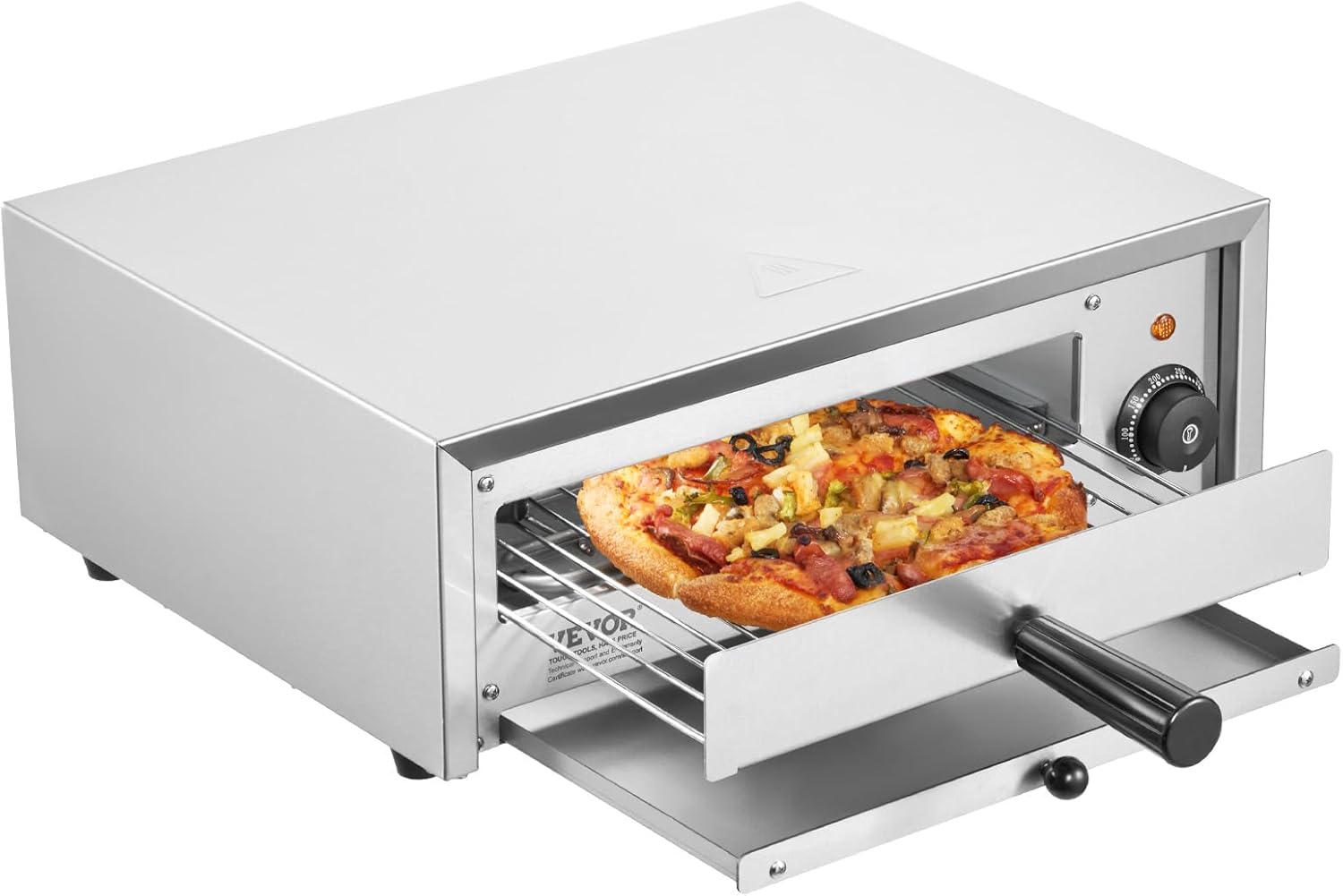 VEVOR Countertop Electric Pizza Oven, 12-inch, 1500W, 122-662℉ Temp Range, Stainless Steel Construction and Easy-to-Clean Crumb Tray, Suitable for Both Commercial and Home Use VEVOR Countertop Electric Pizza Oven, 12-inch, 1500W, 122-662℉ Temp Range, Stainless Steel Construction and Easy-to-Clean Crumb Tray, Suitable for Both Commercial and Home Use