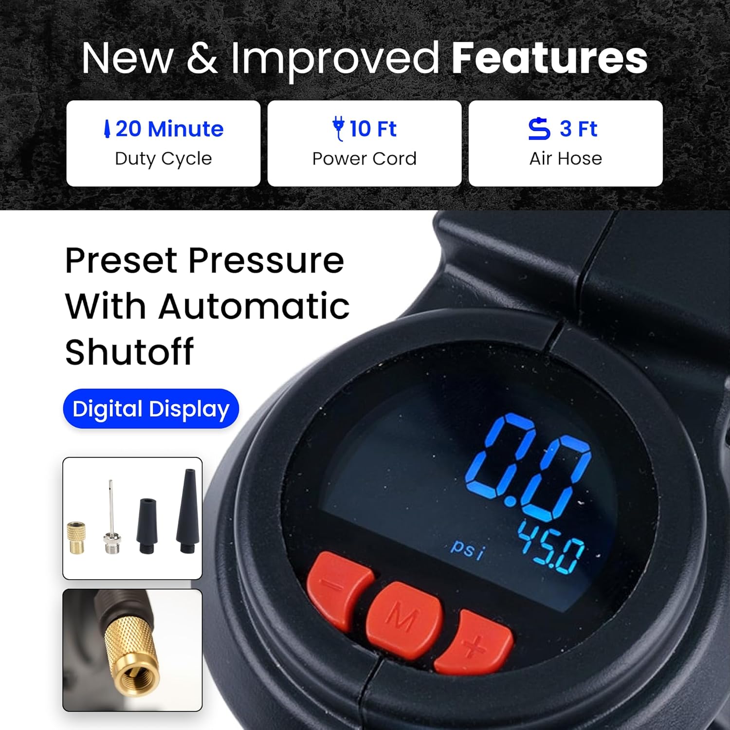 VIAIR Digital EVC85P - Portable Air Compressor Tire Inflator for Car, SUV & Truck Preset Automatic Shut Off Feature 12V Road Tire Pump Air Compressor 60 PSI6