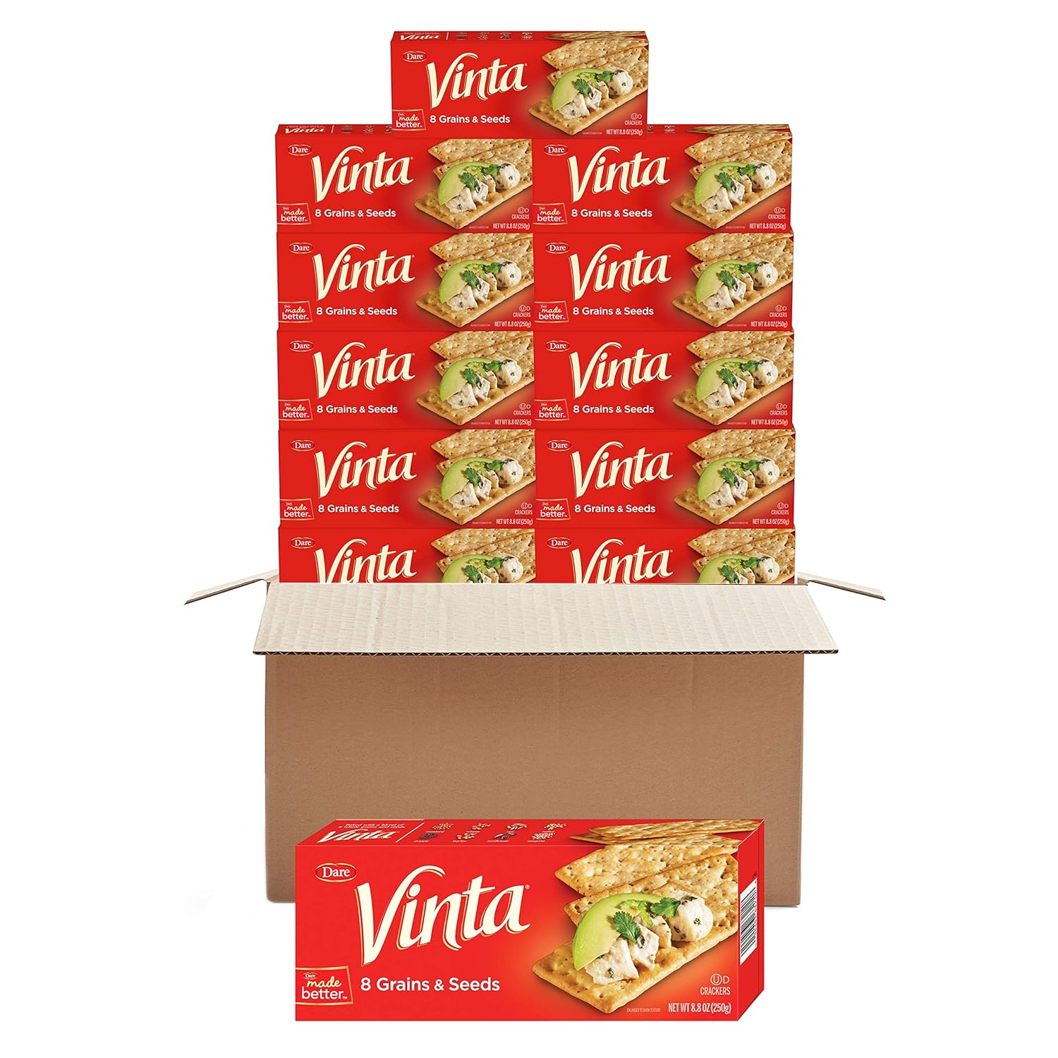 Vinta Crackers, Original – Delicious Bold Taste of 8 Grains and Seeds – No Artificial Flavors, No Cholesterol, Peanut Free - Delicious Plain or Topped, 8.8-ounce. (Pack of 12 )2