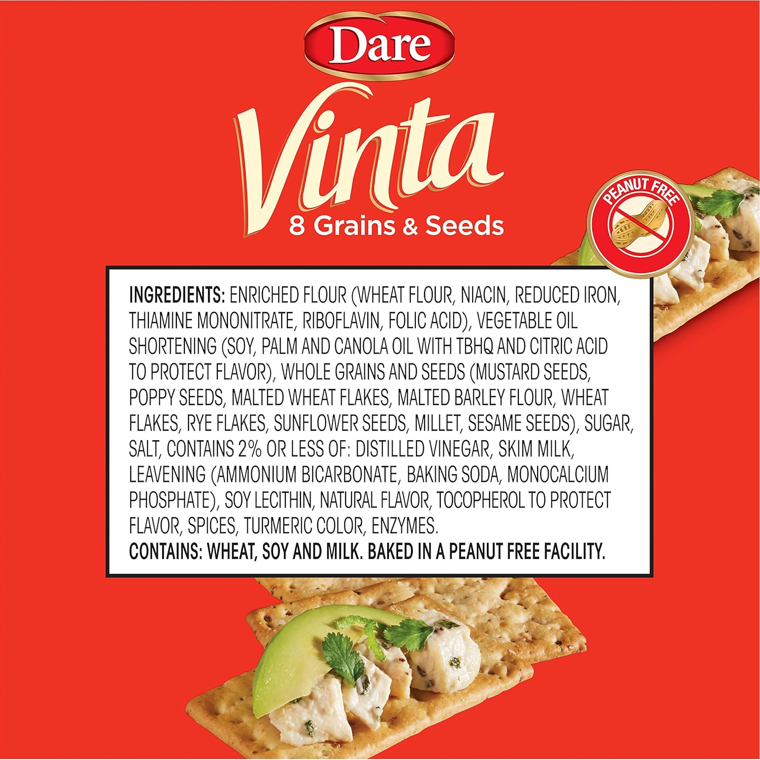 Vinta Crackers, Original – Delicious Bold Taste of 8 Grains and Seeds – No Artificial Flavors, No Cholesterol, Peanut Free - Delicious Plain or Topped, 8.8-ounce. (Pack of 12 )3