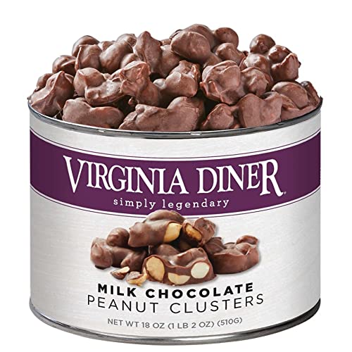 Virginia Diner - Gourmet Natural Milk Chocolate Peanut Clusters, Limited Edition 18 Ounce Tin with Premium Milk Chocolate and Roasted Virginia Peanuts Virginia Diner - Gourmet Natural Milk Chocolate Peanut Clusters, Limited Edition 18 Ounce Tin with Premium Milk Chocolate and Roasted Virginia Peanuts