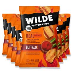 WILDE Buffalo Protein Chips, Thin and Crispy, High Protein, Keto Friendly, Made with Real Ingredients, 2.25oz Bags (Pack of 8)