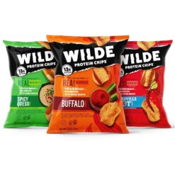 WILDE Spicy Protein Chips Variety Pack, Buffalo, Spicy Queso, Nashville Hot, Thin and Crispy, Protein Snack, Keto Chips, Made with Real Ingredients, 1.34oz Bags (Pack of 12)