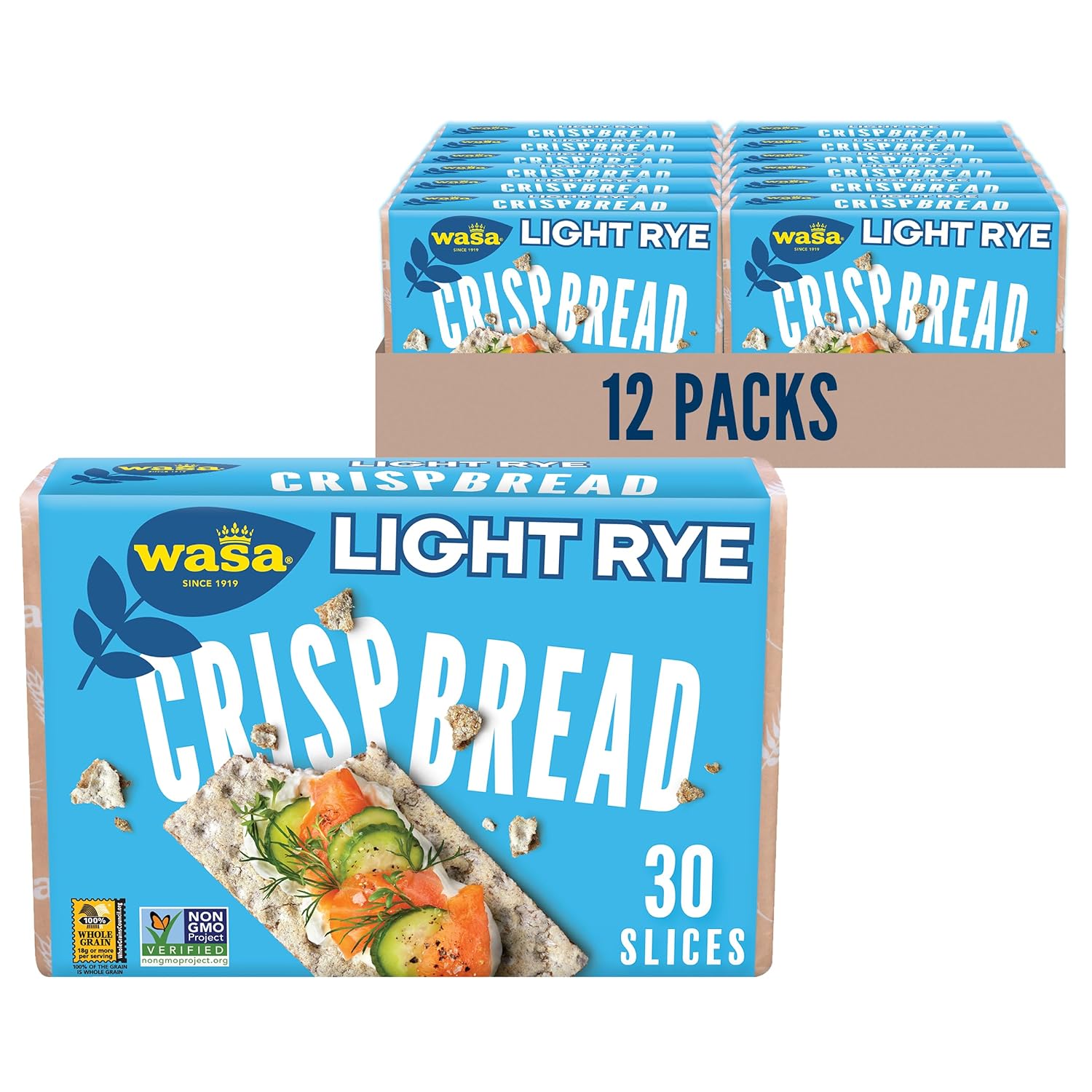 Wasa Light Rye Crispbread, 9.5 oz (Pack of 12), Rye Crackers, Non-GMO Ingredients, Fat Free Wasa Light Rye Crispbread, 9.5 oz (Pack of 12), Rye Crackers, Non-GMO Ingredients, Fat Free