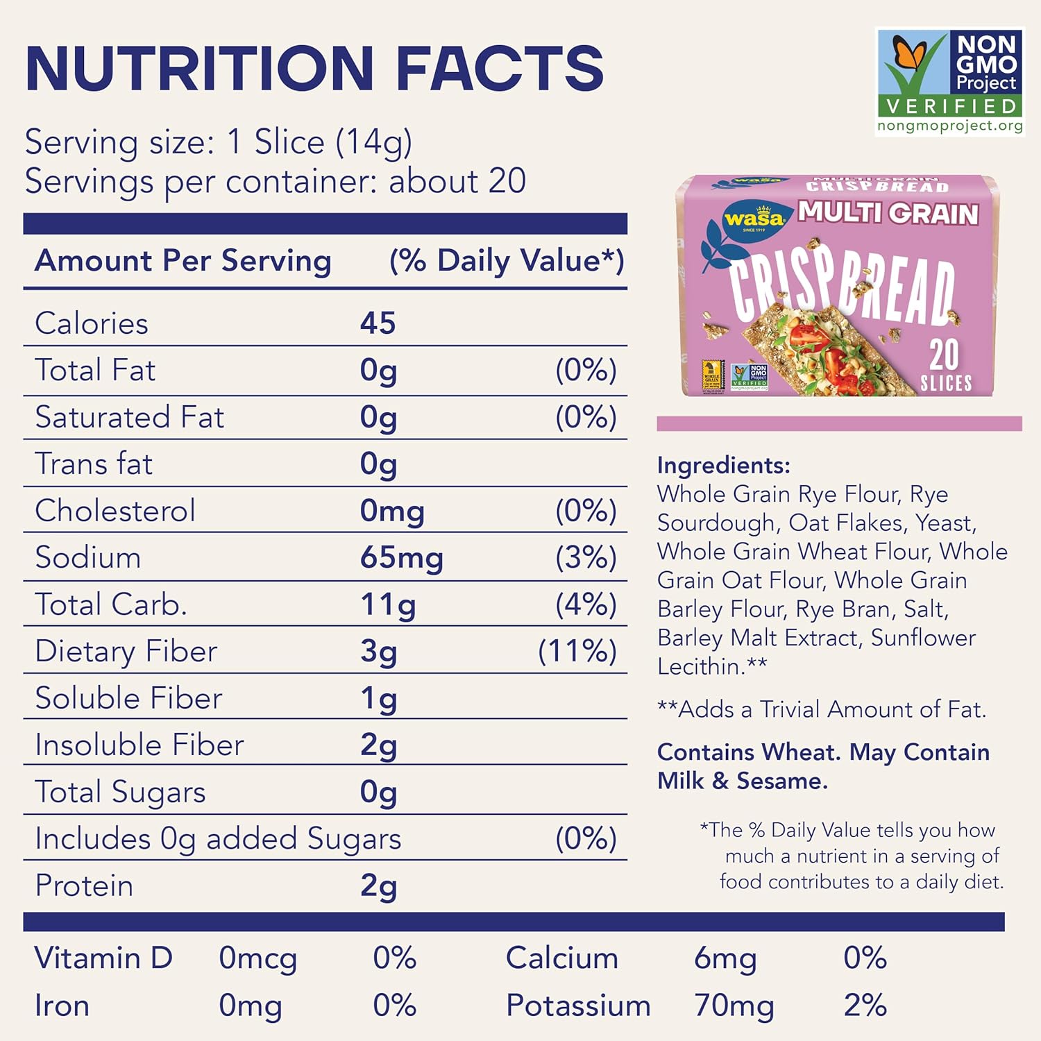 Wasa Multi Grain Crispbread, 9.7 oz (Pack of 12), Multigrain Crackers, Non-GMO Ingredients, Fat Free5