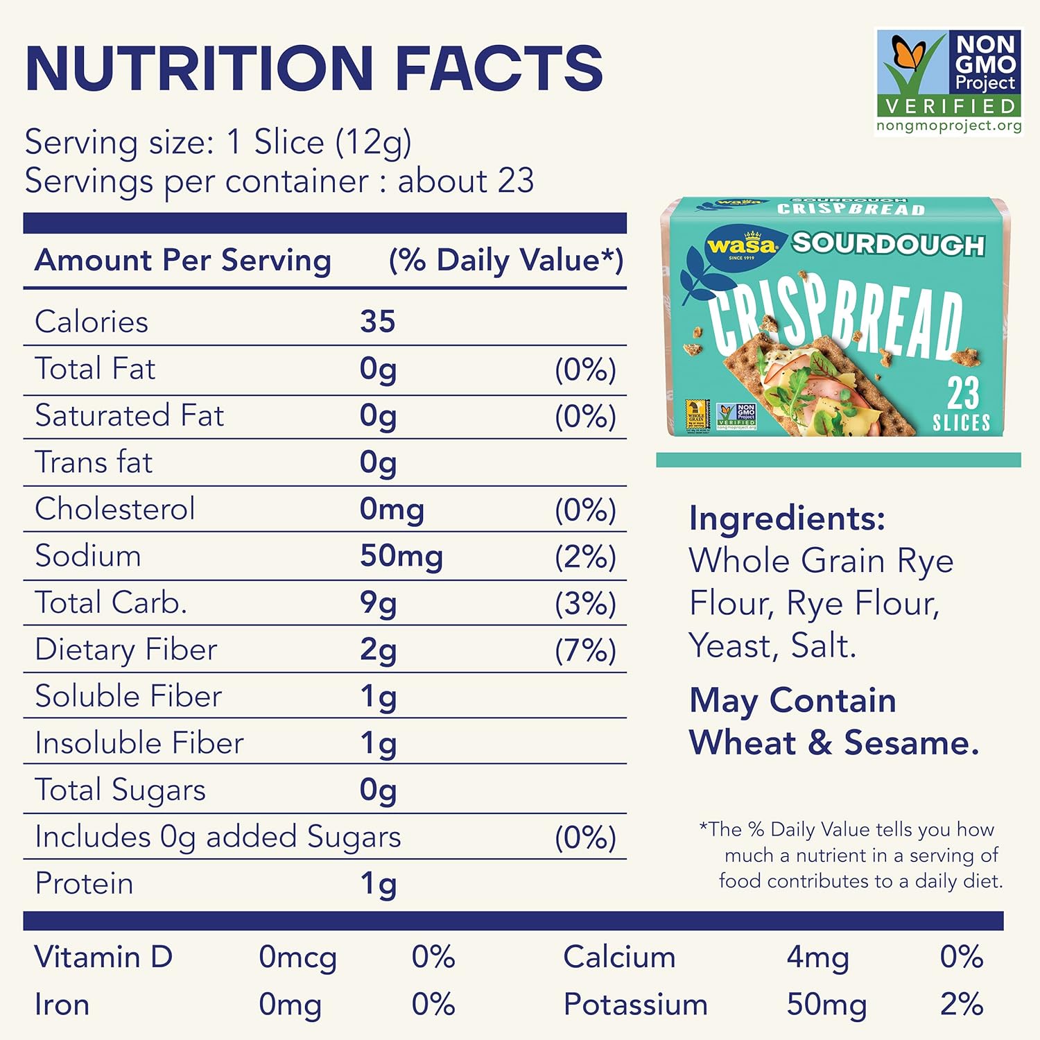 Wasa Sourdough Crispbread, 9.7 oz (Pack of 12), Crackers, Non-GMO Ingredients, Fat Free7