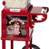 West Bend PCMC20RD13 Wheeled Popcorn Cart with Non-Stick Stainless Steel Popcorn Kettle, Storage Shelf, and Popcorn Scoop for Popcorn Machine, 10 Cup, Red