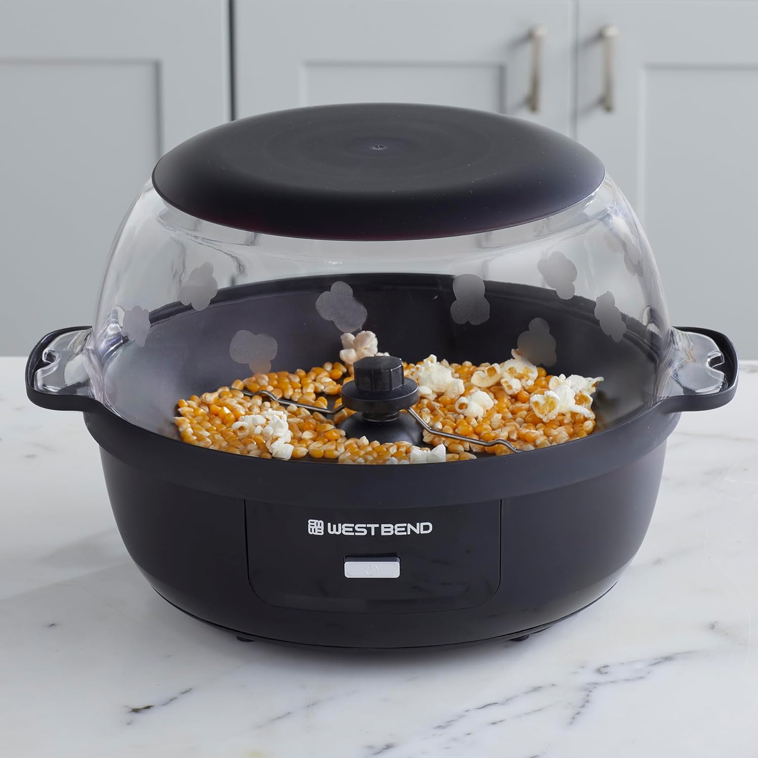 West Bend Stir Crazy Hot Oil Popcorn Popper, Popcorn Maker Machine with Large Serving Bowl Lid and Stirring Rod, 6 Qt, Black12