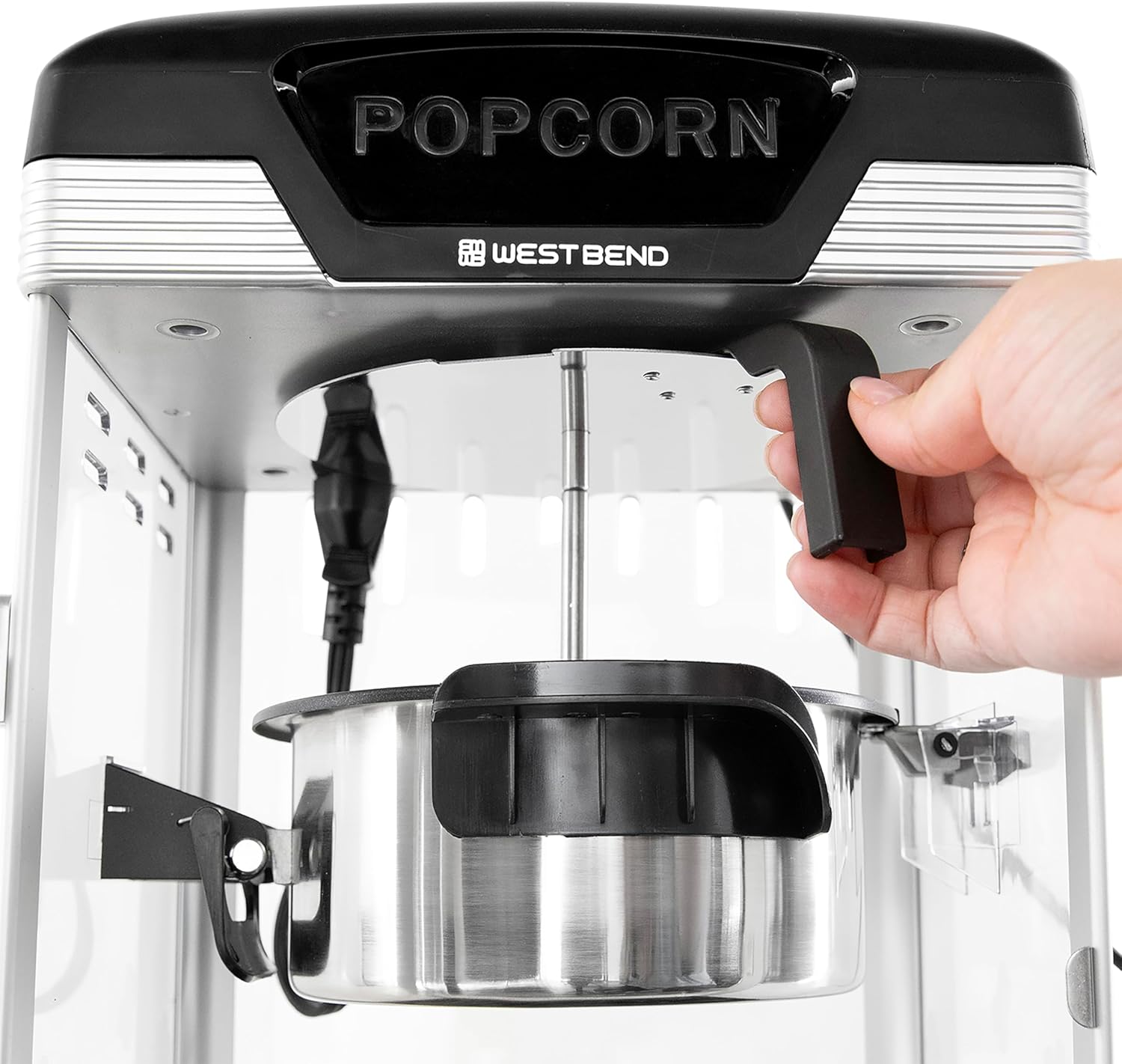 West Bend Stir Crazy Movie Theater Popcorn Popper, Gourmet Popcorn Maker Machine with Nonstick Popcorn Kettle and Popcorn Scoop for Popcorn Machine, 4 Qt., Black90