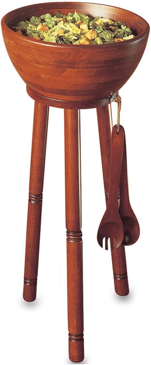 Woodard & Charles Extra Large Salad Serving Bowl Set with Stand. 16 x 7 Bowl, 30 Stand, 14 Servers -perfect for Caesar Salads, Large Salads, Popcorn, Chips or Fruit. Woodard & Charles Extra Large Salad/Serving Bowl Set with Stand. 16" x 7" Bowl, 30" Stand, 14" Servers -perfect for Caesar Salads, Large Salads, Popcorn, Chips or Fruit.