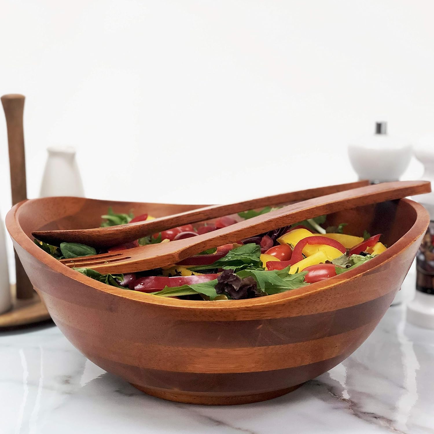 Woodard & Charles Wood 3 Piece Salad Serving Bowl Set, 11 3 4 x 11 x 51