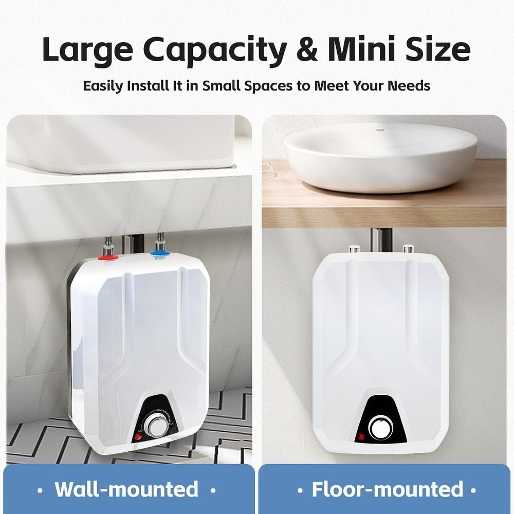 110V-120V 1.5Kw Small Under Sink Tank 2.16Gallon Water Heater Hot Storage,Mini Instant Electric RV TR Trailer Kitchen Compact Point-of-Use, (2.16gallon)1