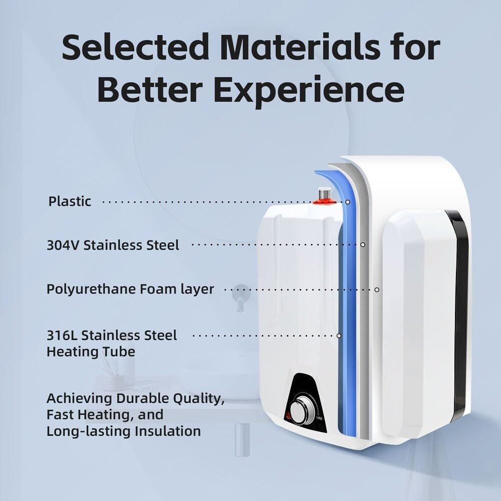 110V-120V 1.5Kw Small Under Sink Tank 2.16Gallon Water Heater Hot Storage,Mini Instant Electric RV TR Trailer Kitchen Compact Point-of-Use, (2.16gallon)3