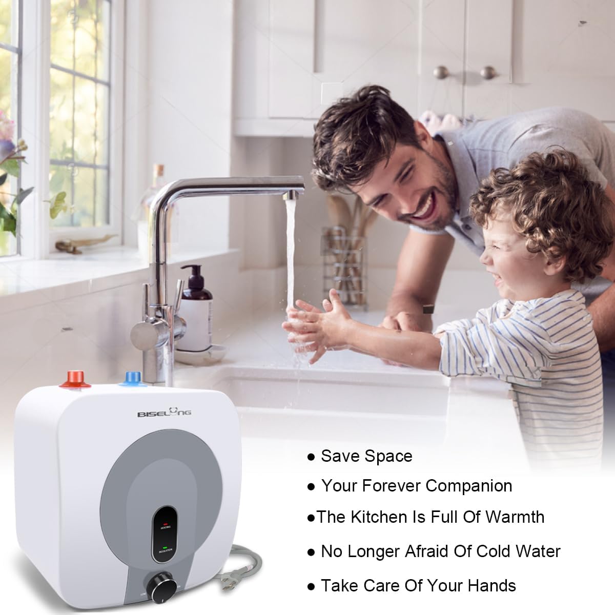 110V-120V 1440-1500W Small Under Sink Tank 2.5 Gallon Water Heater Hot Storage,Mini Instant Electric RV TR Trailer Kitchen Compact,Food Truck 2 PCs 16 Long 1 2 FIP Stainless Steel Hose (BI-2.5)7