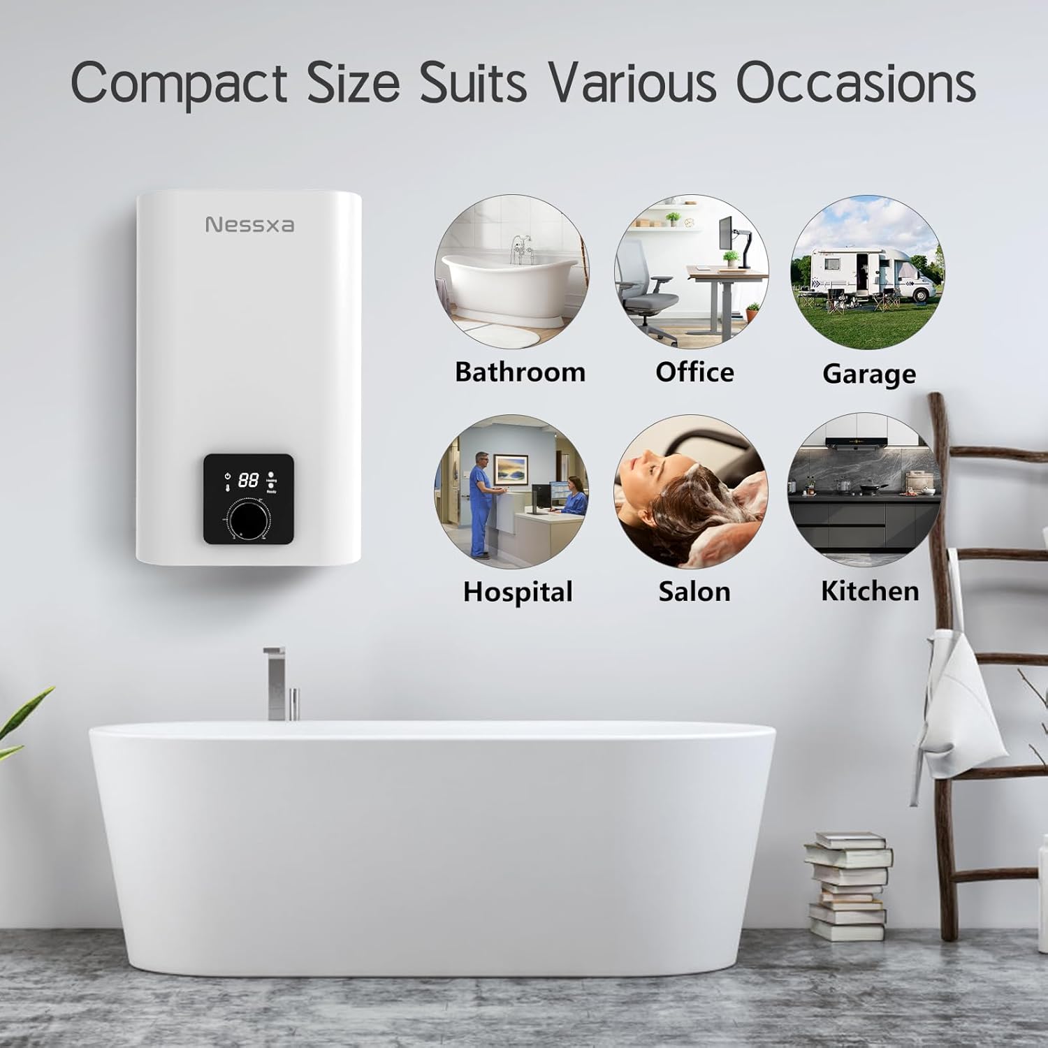 4 Gallon Electric Mini Tank Water Heater, 110V 1500W Instant Hot Water Heater, Compact Electric Storage Water Heater, Point of Use On Demand Under Sink Water Heater for Home Kichen Bathroom5