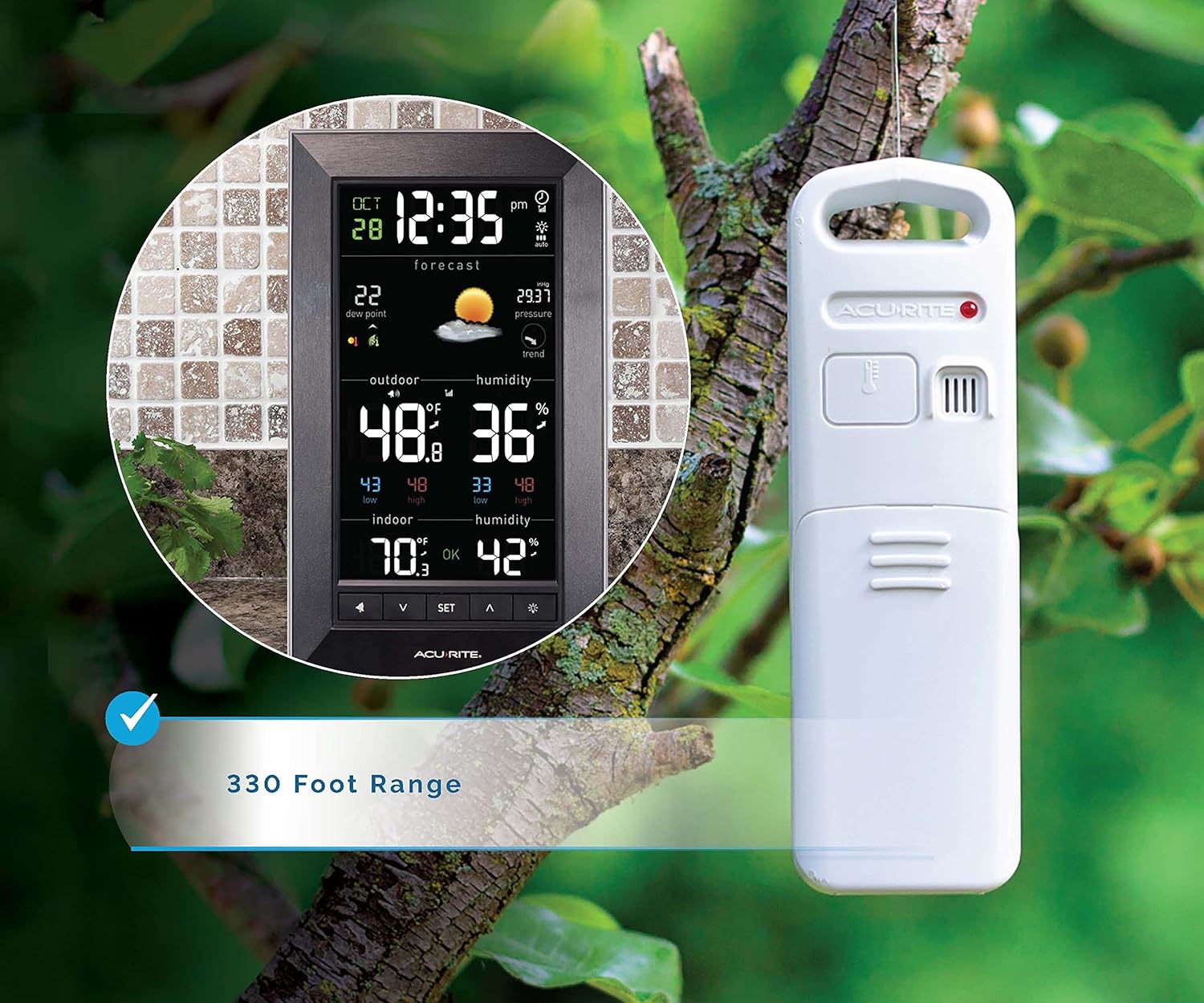 AcuRite Digital Vertical Weather Forecaster with Indoor Outdoor Temperature, Humidity, and Date and Time (01121M) , BLACK45